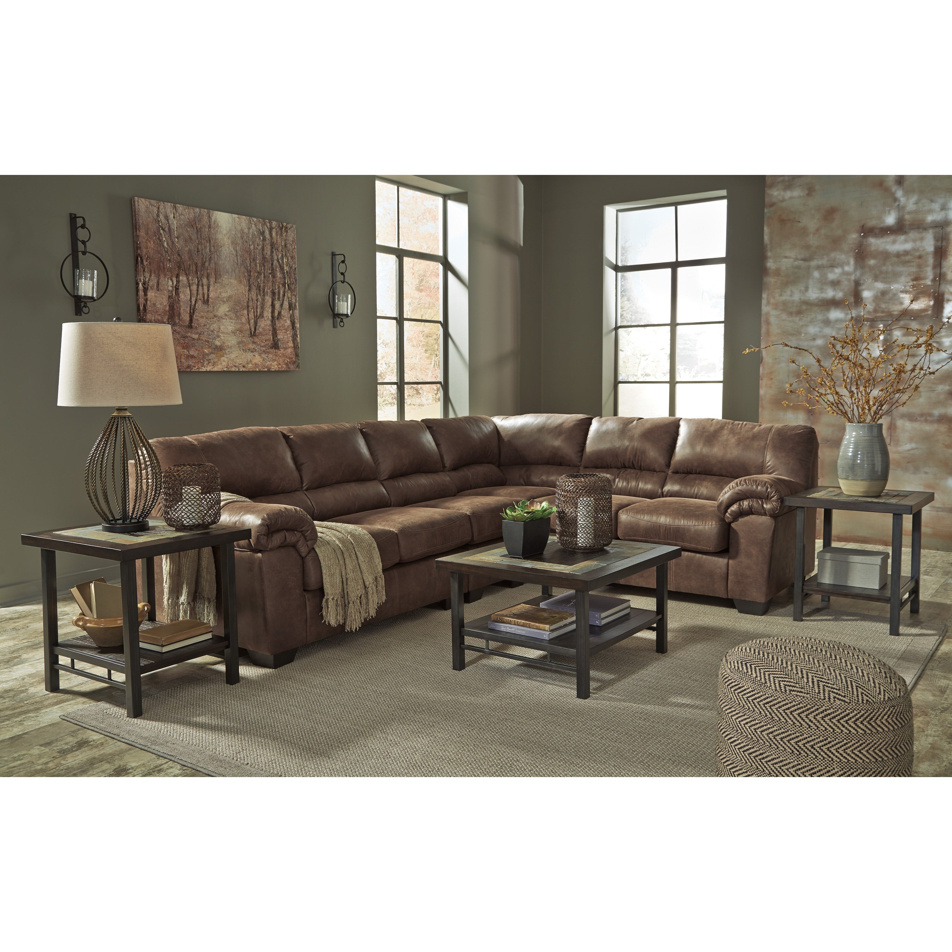 Signature Design By Ashley Bladen 3 Piece Faux Leather Sectional