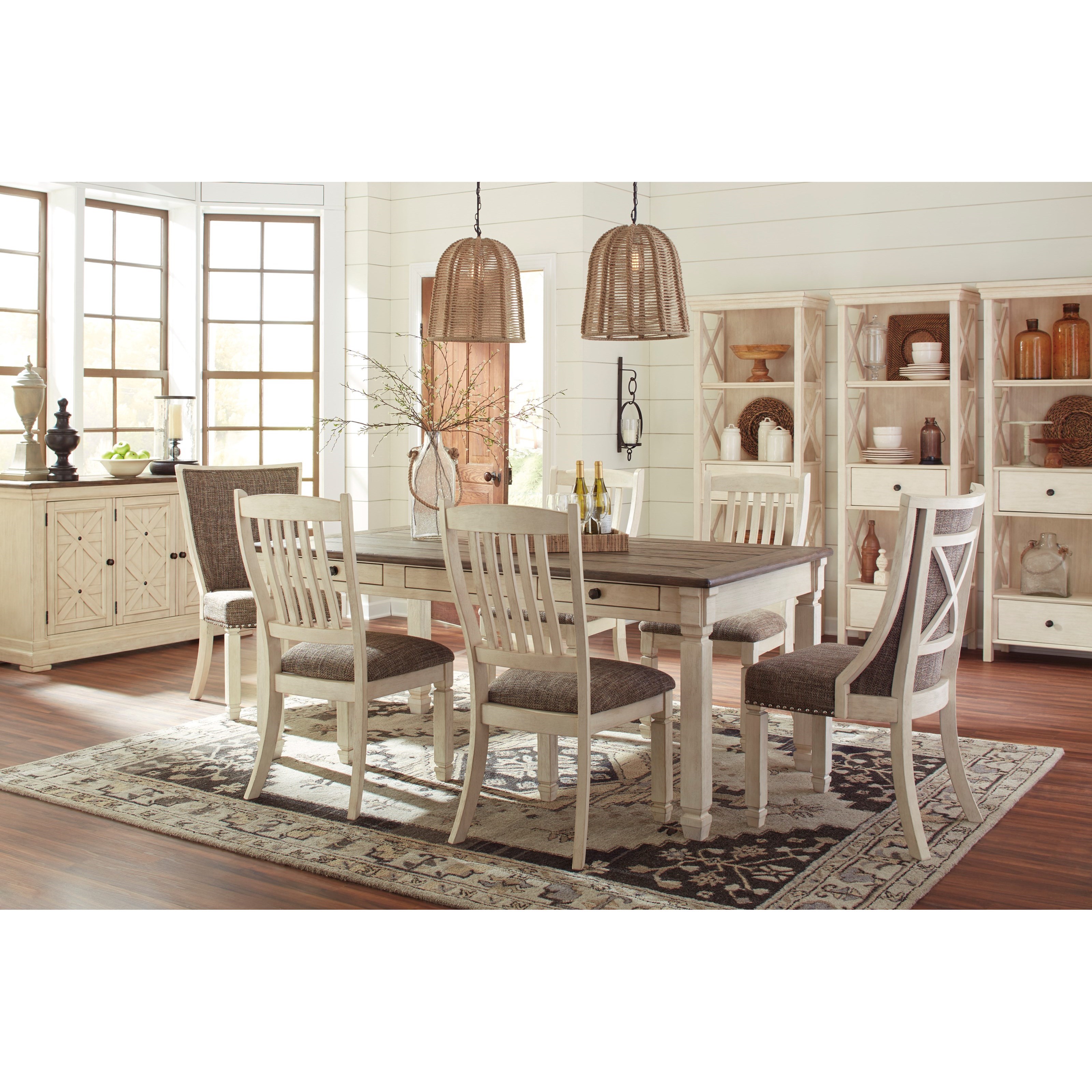 Signature Design By Ashley Bolanburg Relaxed Vintage 7 Piece Table And Chair Set Pilgrim Furniture City Dining 7 Or More Piece Sets
