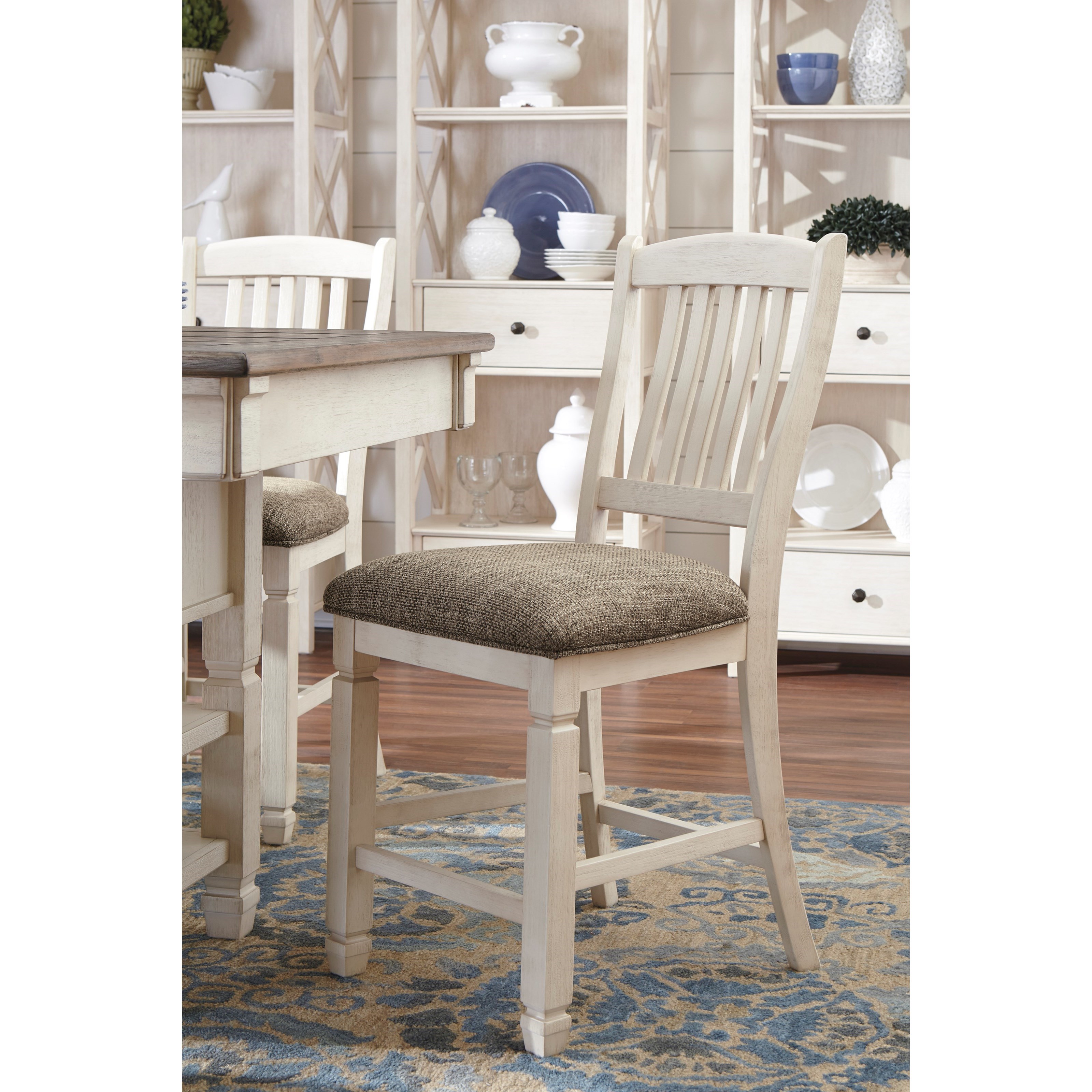 Signature Design By Ashley Bolanburg Relaxed Vintage 5 Piece Counter Table With Wine Storage And Stool Set Gill Brothers Furniture Pub Table And Stool Sets