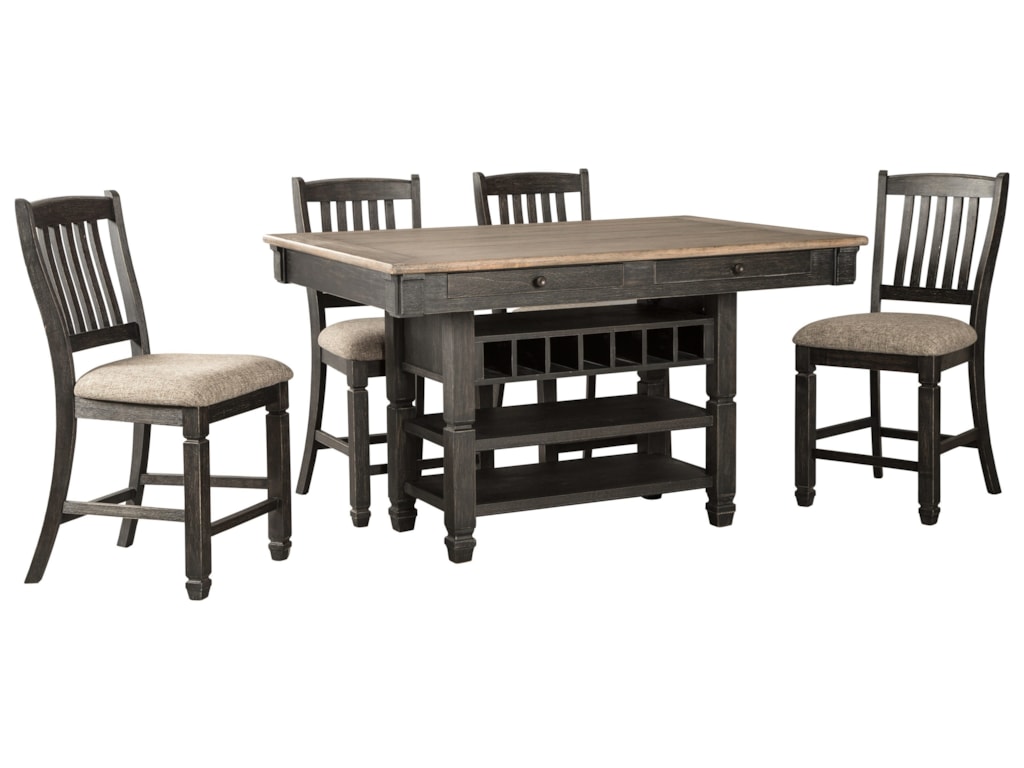 tyler creek relaxed vintage 5 piece counter table with wine storage