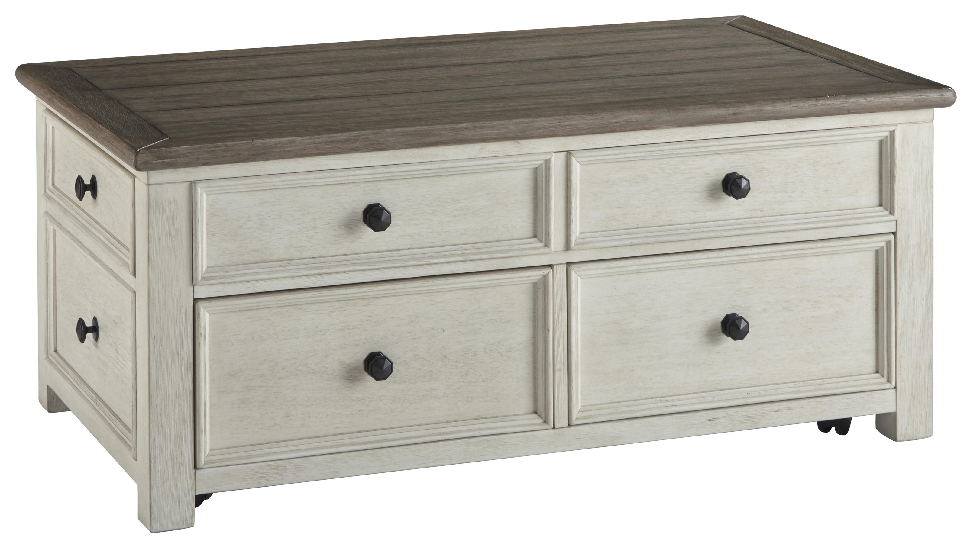 Signature Design By Ashley Bolanburg 863306378 Lift Top Cocktail Table And 2 Rectangular End Tables Set Sam Levitz Furniture Occasional Groups