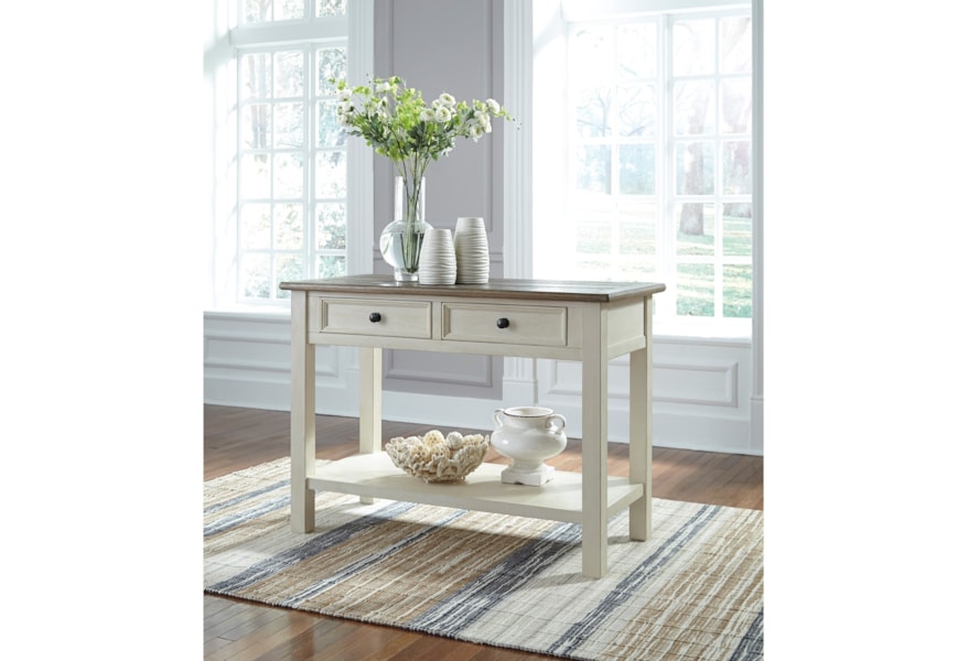 Signature Design By Ashley Bolanburg Sofa Table With 2 Drawers Ashley Bolanburg Sofa Table