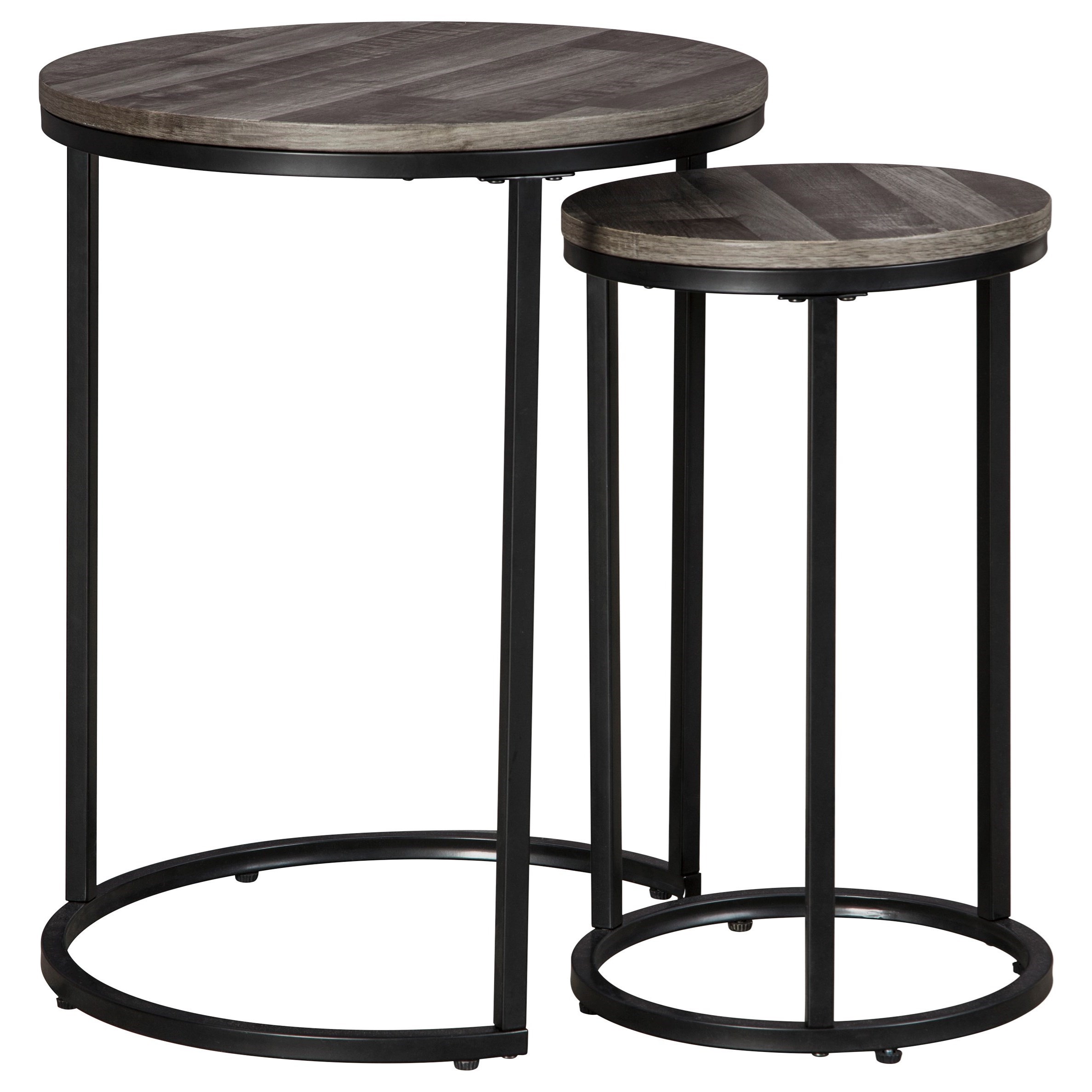 Signature Design By Ashley Briarsboro 2 Piece Round Nesting Black Gray Accent Table Set Royal Furniture End Tables