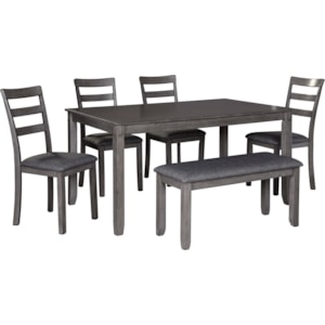 Signature Design By Ashley Bridson D383 325 6 Piece Rectangular Dining Room Table Set Furniture And Appliancemart Table Chair Set With Bench