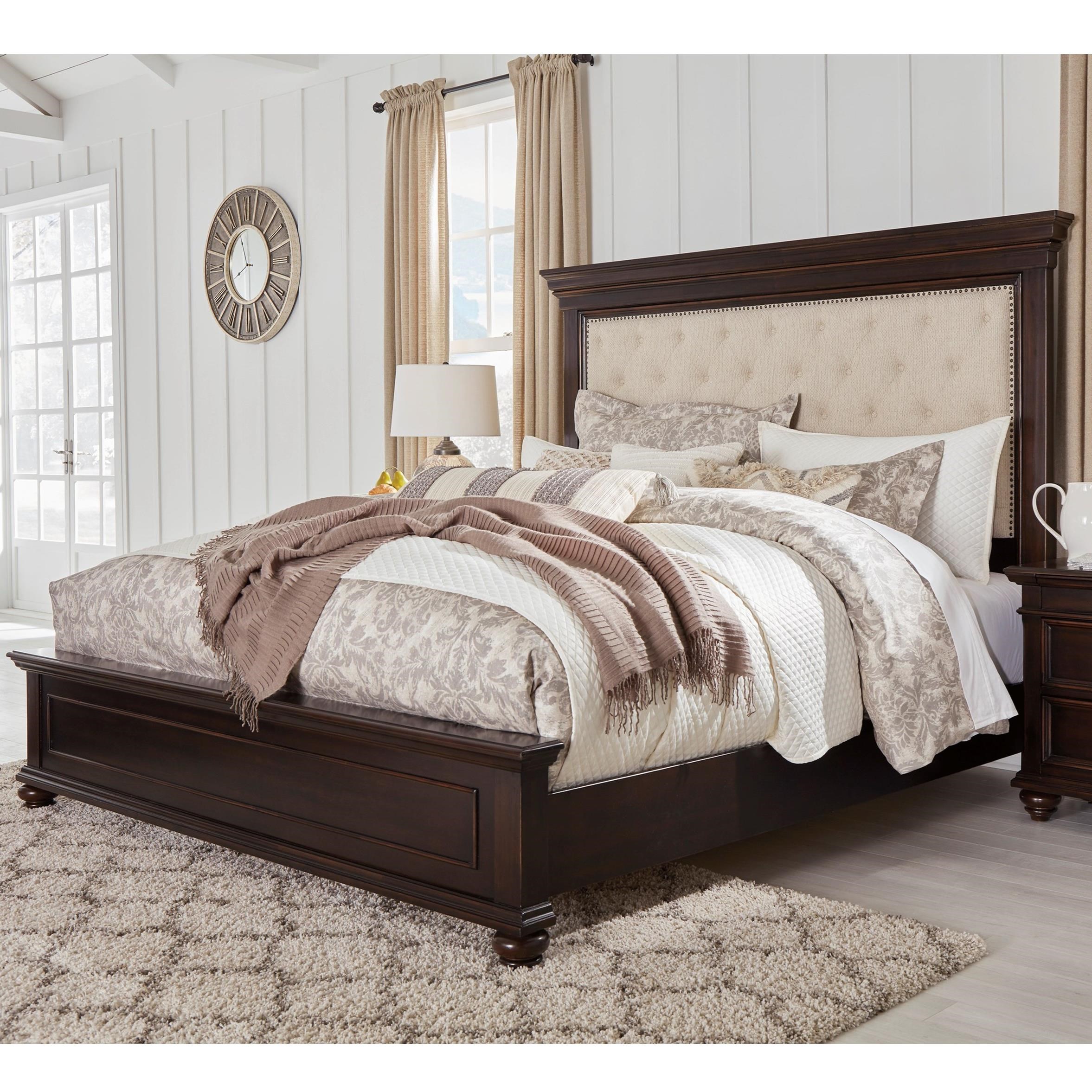 Signature Design By Ashley Brynhurst Traditional King Upholstered Bed Royal Furniture Upholstered Beds The craftspeople making your bed will use solid wood and a combination of old world construction and new world precision. brynhurst king upholstered bed