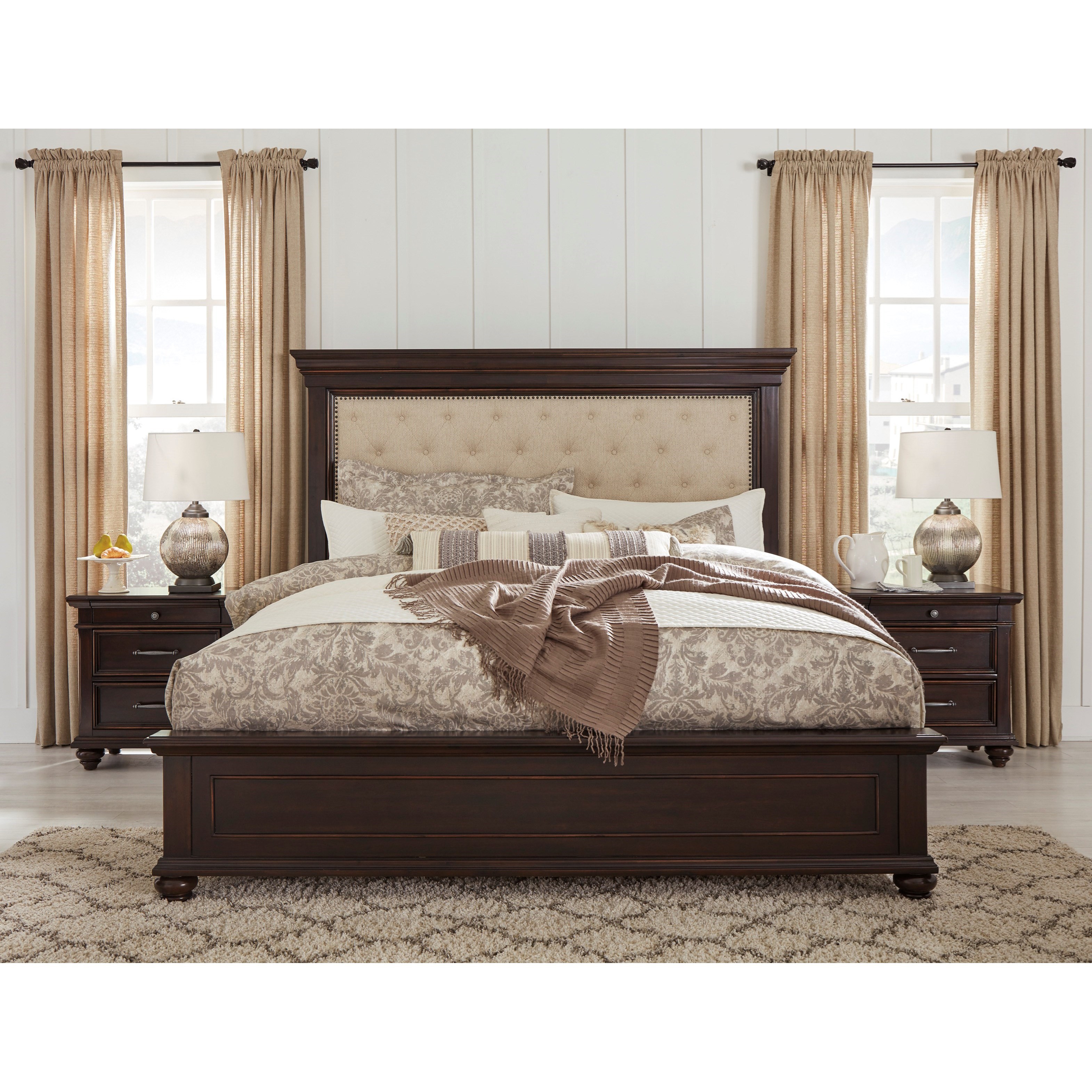 Signature Design By Ashley Brynhurst Traditional Queen Upholstered Bed Royal Furniture Upholstered Beds