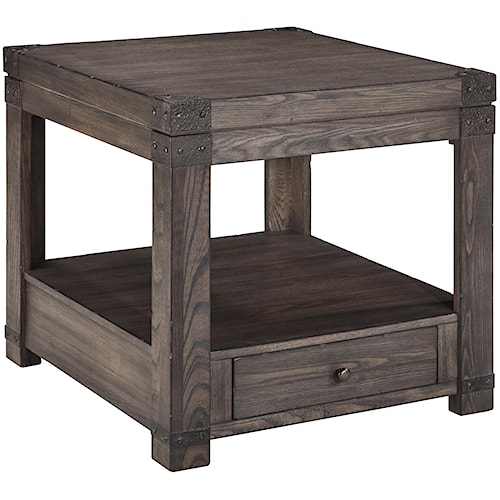 Signature Design By Ashley Burladen Elm Veneer Rectangular End Table Signature Design By Ashley Burladen Elm Veneer Rectangular End Table In Grayish Brown Finish