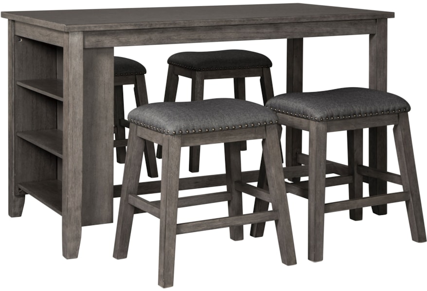 Ashley Furniture Signature Design Caitbrook D388 13 4x024 Five Piece Kitchen Island Chair Set With Adjustable Storage Del Sol Furniture Pub Table And Stool Sets