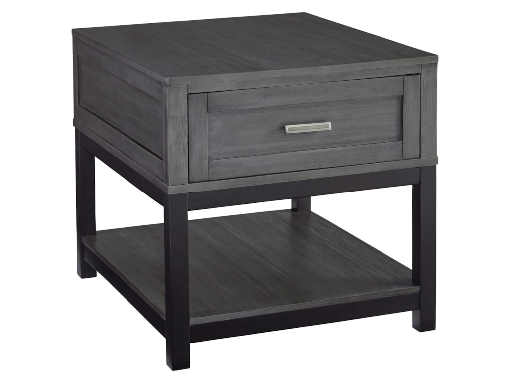 Signature Design By Ashley Caitbrook Rectangular End Table In Gray Black Finish Wayside Furniture End Tables