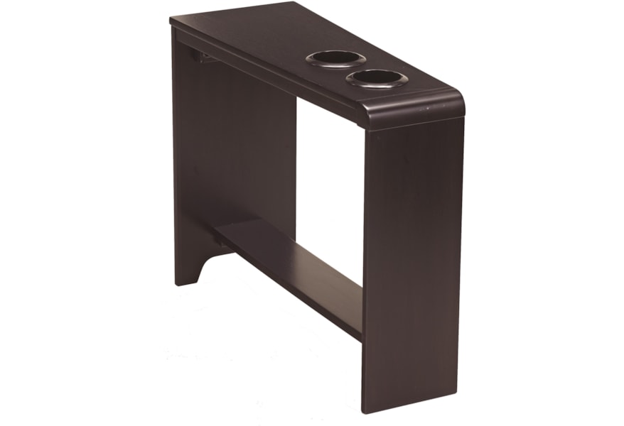 Carlyle Chair Side End Table With 2 Cup Holders Powerstrip Usb Charging By Benchcraft At Virginia Furniture Market