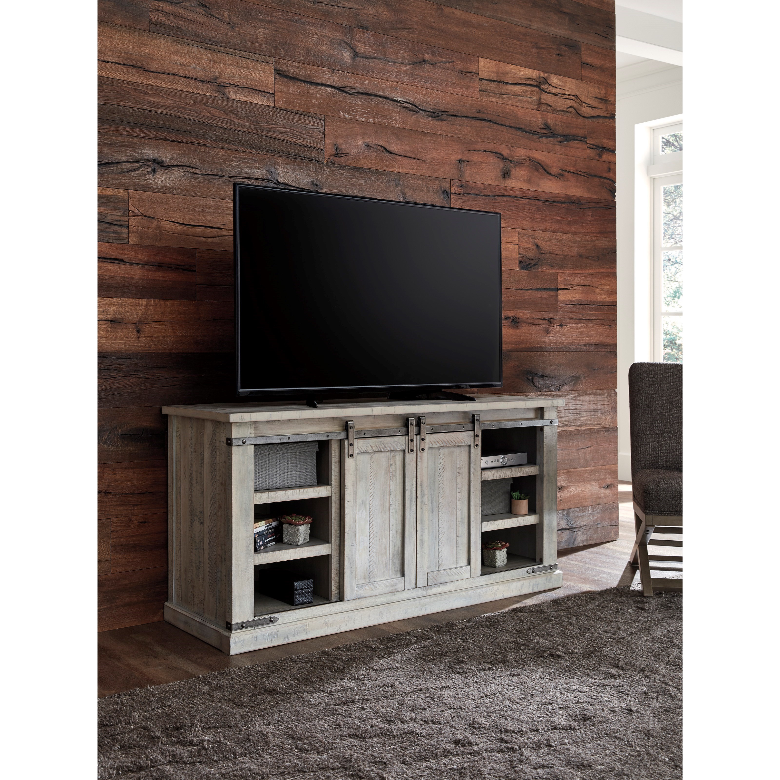 Signature Design By Ashley Carynhurst Rustic White Large Tv Stand