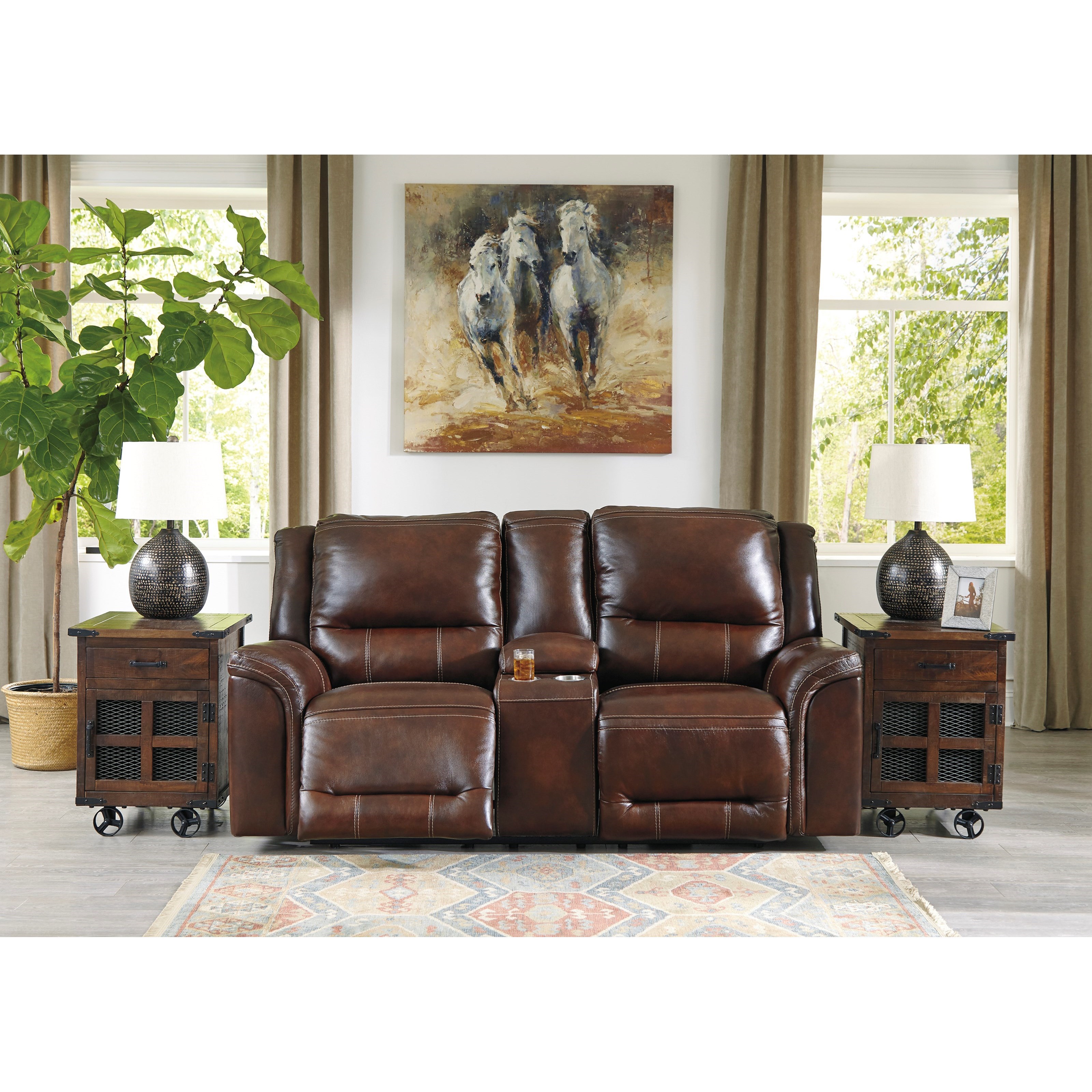 Signature Design By Ashley Catanzaro Power Reclining Console Loveseat 