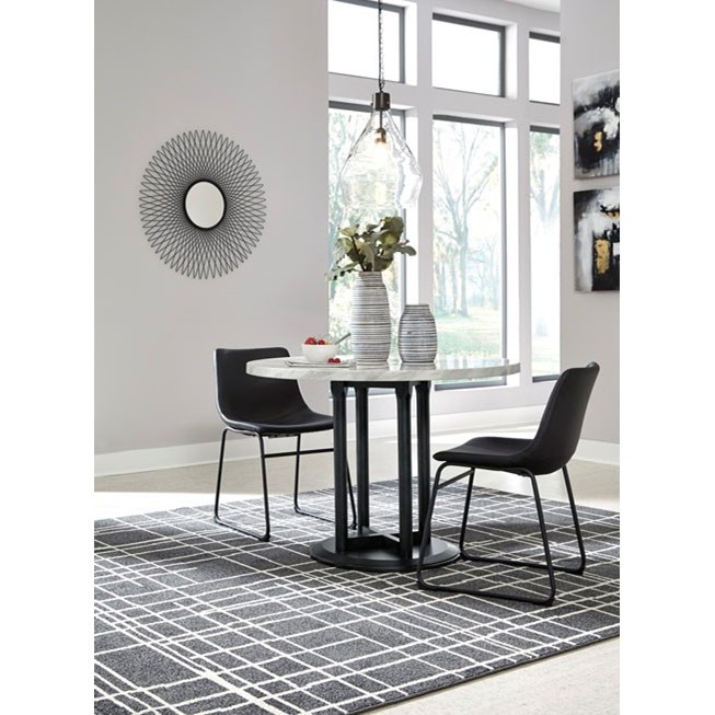 Signature Design By Ashley Centiar D372 06 Contemporary Black Faux Leather Dining Upholstered Side Chair With Bucket Seat Northeast Factory Direct Dining Side Chairs