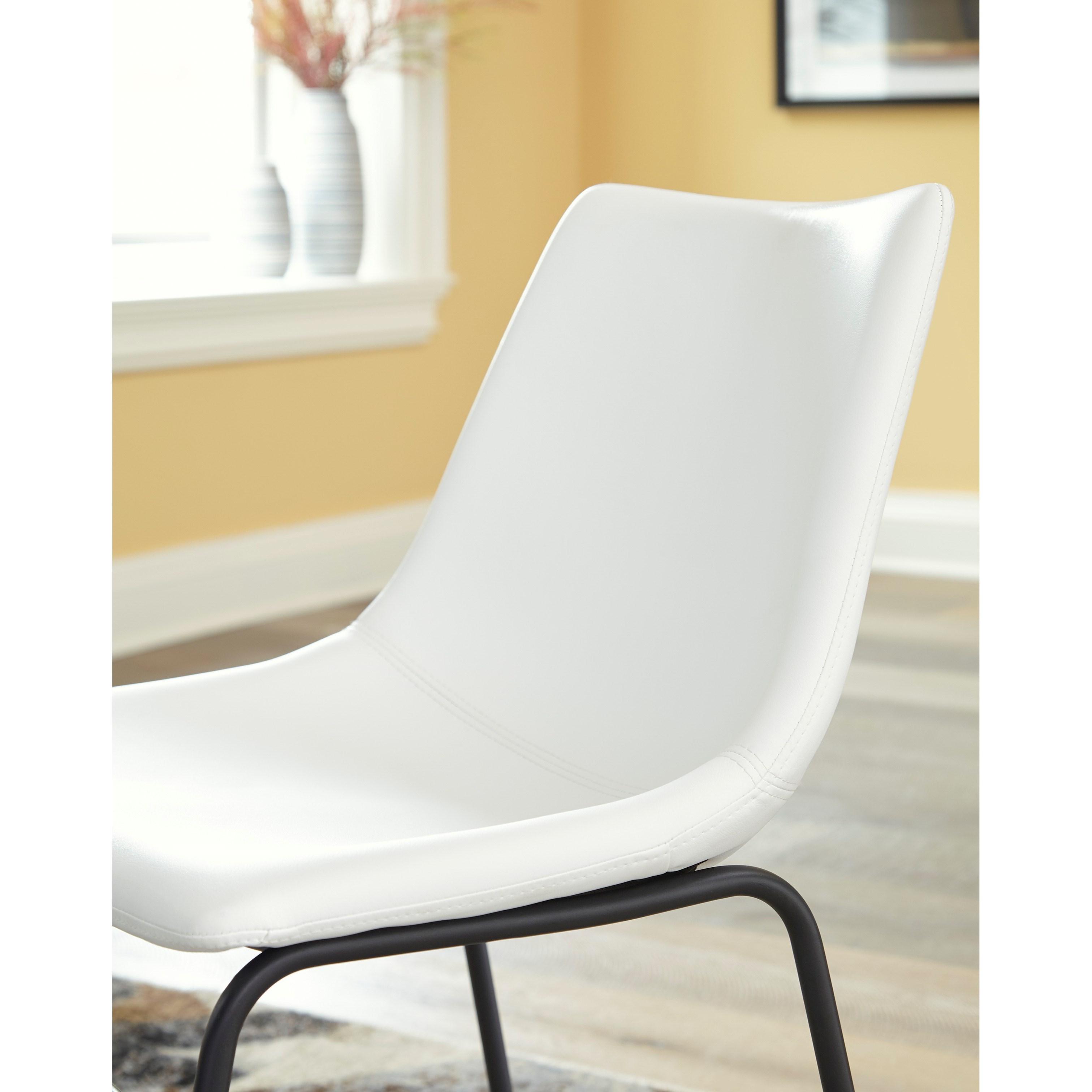 Signature Design By Ashley Centiar Contemporary White Faux Leather Dining Upholstered Side Chair With Bucket Seat Furniture Superstore Rochester Mn Dining Side Chairs