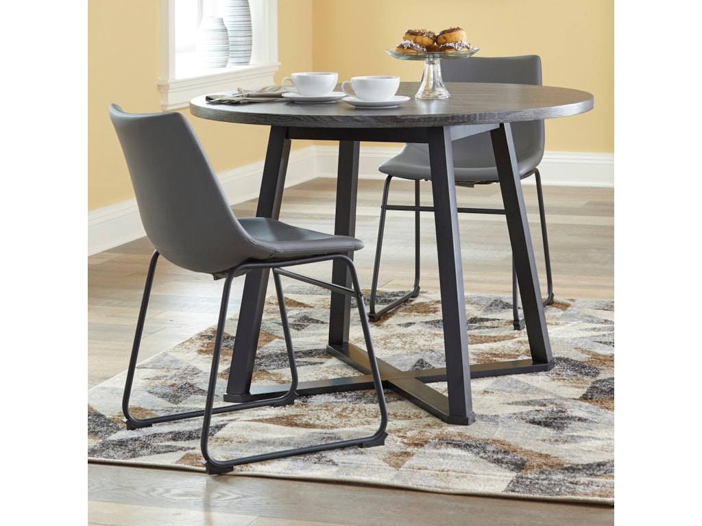 Vendor 3 Centiar 3 Piece Round Dining Table Set With Gray Faux