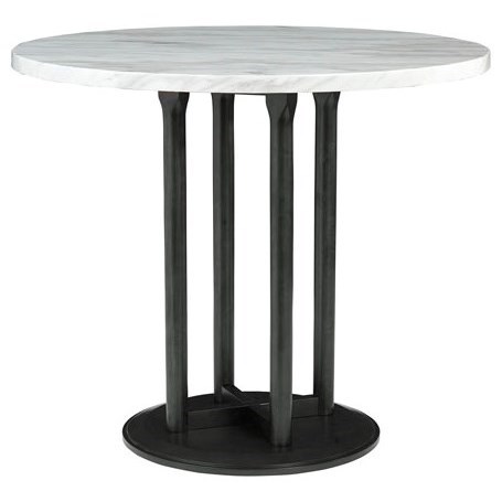 Ashley Signature Design Centiar D372 23 Round Dining Room Counter Table With Faux Marble Top Dunk Bright Furniture Pub Tables