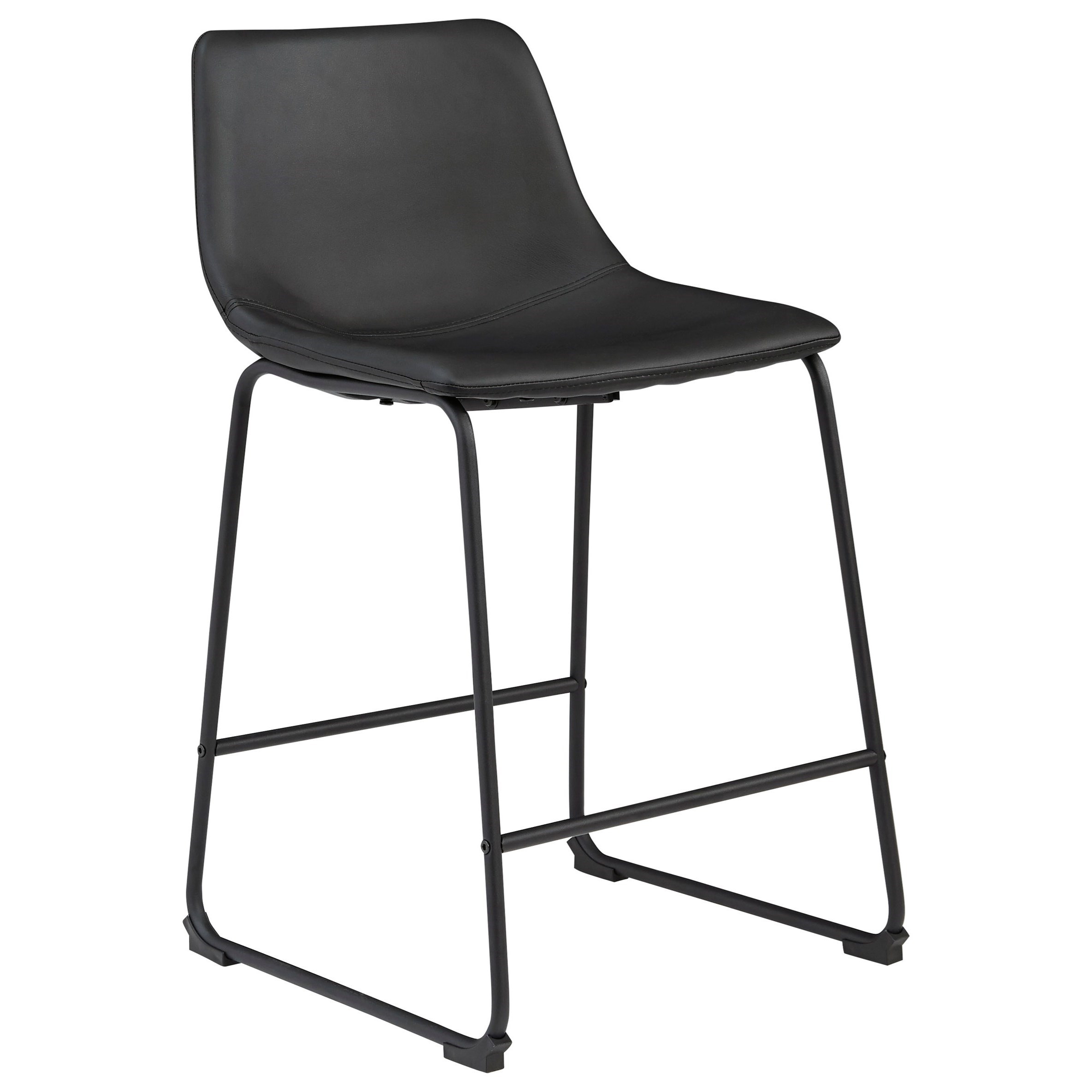 Signature Design By Ashley Centiar Contemporary Black Faux Leather Upholstered Barstool With Bucket Seat Royal Furniture Bar Stools