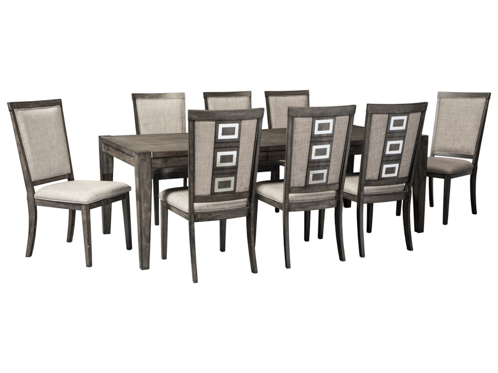 Chadoni 9 Piece Contemporary Rectangular Table And Chair Set With Removable Leaf By Signature Design Ashley At Value City Furniture Chadoni 9 Piece Contemporary Rectangular Table And Chair Set With Removable Leaf By Signature Design Ashley At Value City Furniture