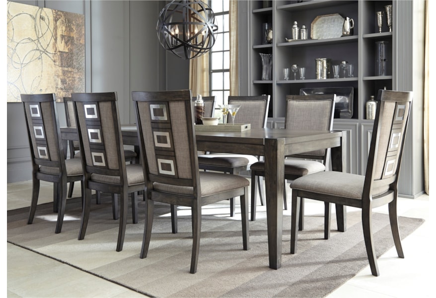 Signature Design By Ashley Chadoni 9120524 Contemporary Rectangular Dining Table With Removable Leaf Pilgrim Furniture City Dining Tables
