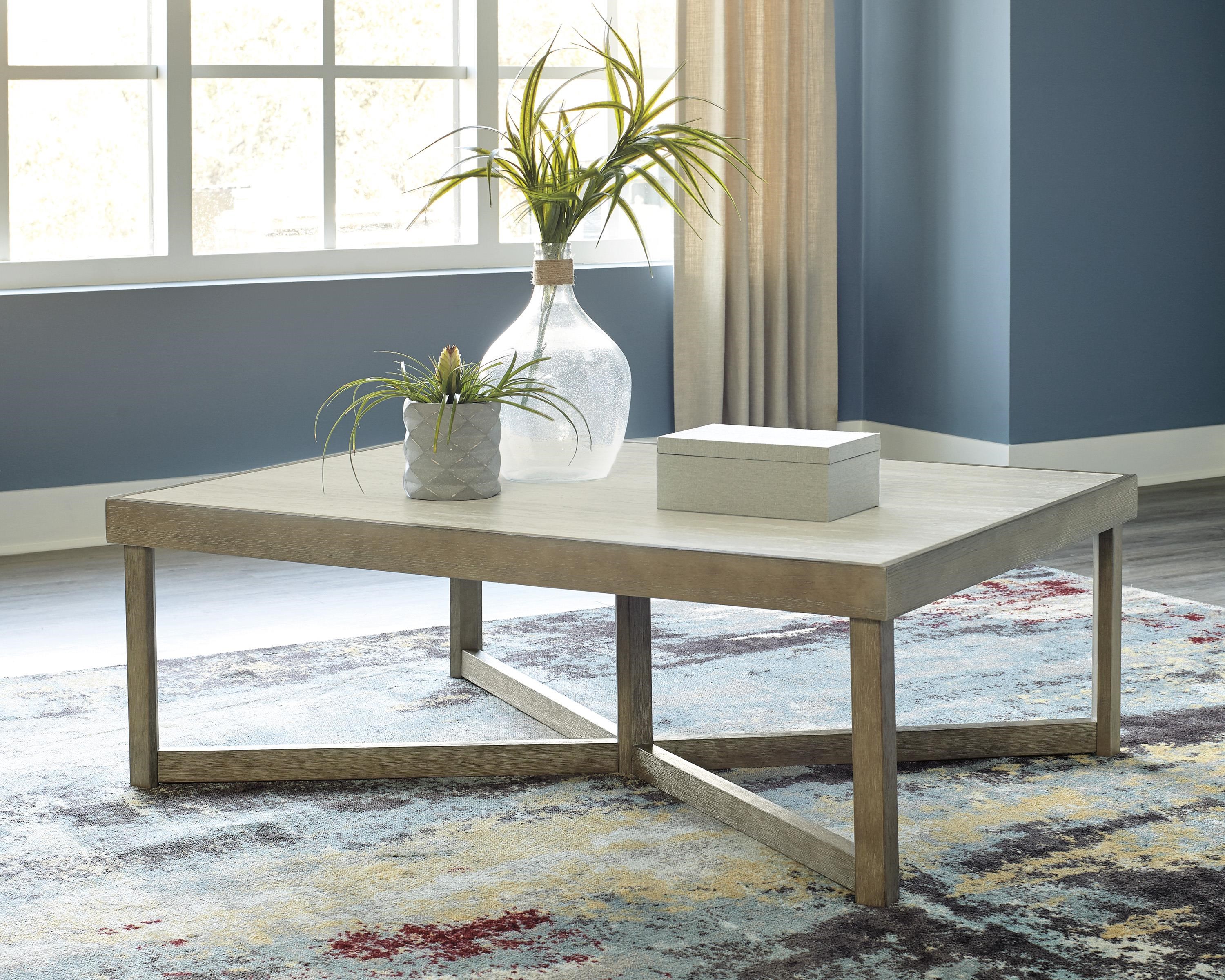 Signature Design By Ashley Challene 862810174 2 Piece Rectangular Coffee Table And Square End Table Set Sam Levitz Furniture Occasional Groups