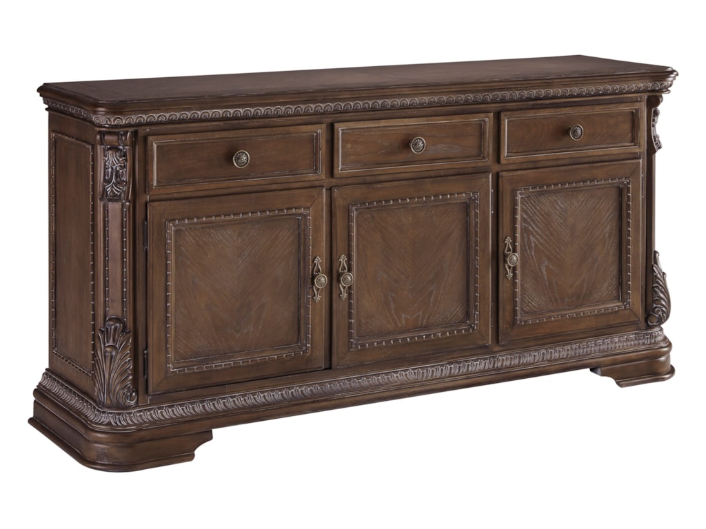Charmond Traditional Dining Room Buffet With Ornate Details By Signature Design Ashley At Household Furniture