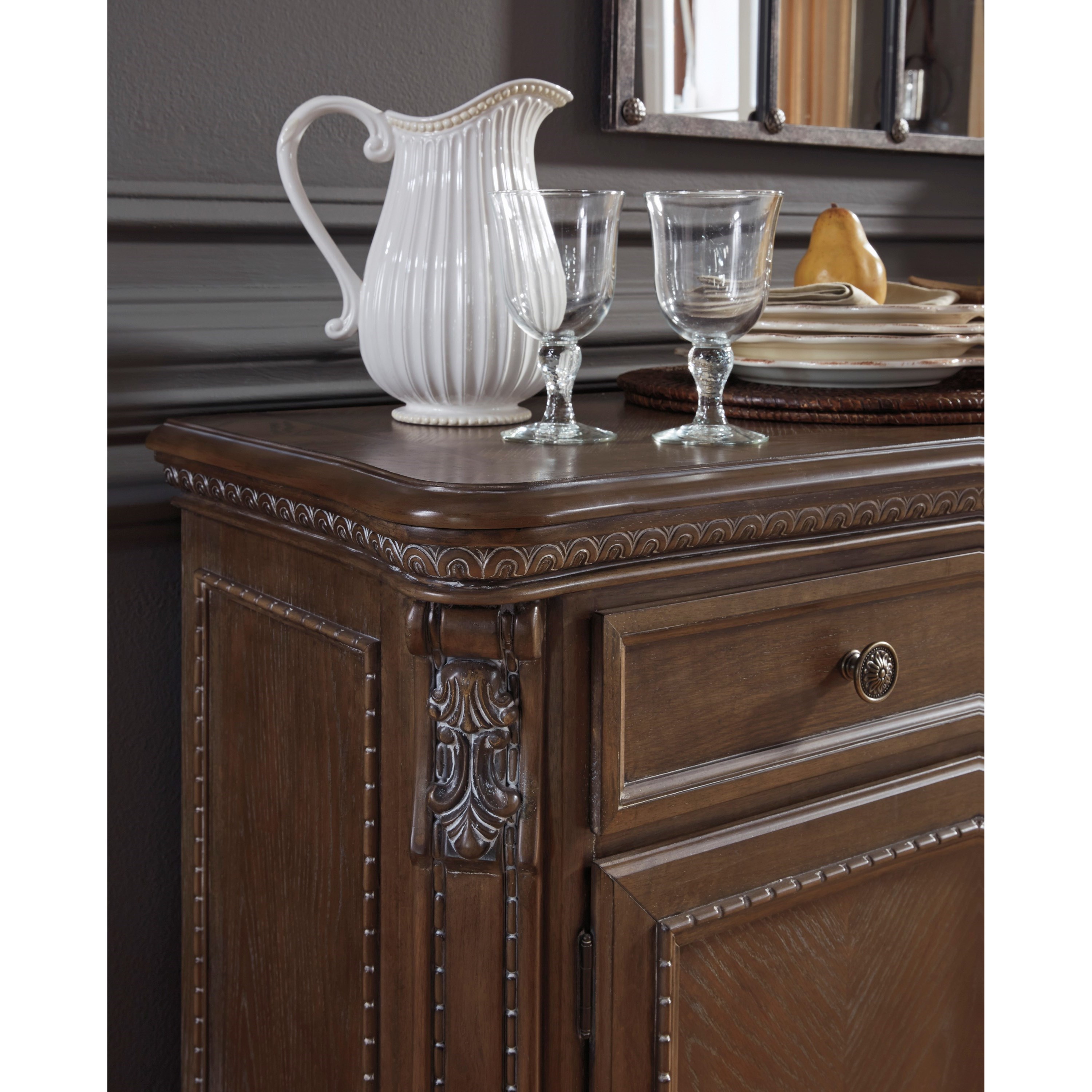 Signature Design By Ashley Charmond D803 80 Traditional Dining Room Buffet With Ornate Details Furniture And Appliancemart Buffets