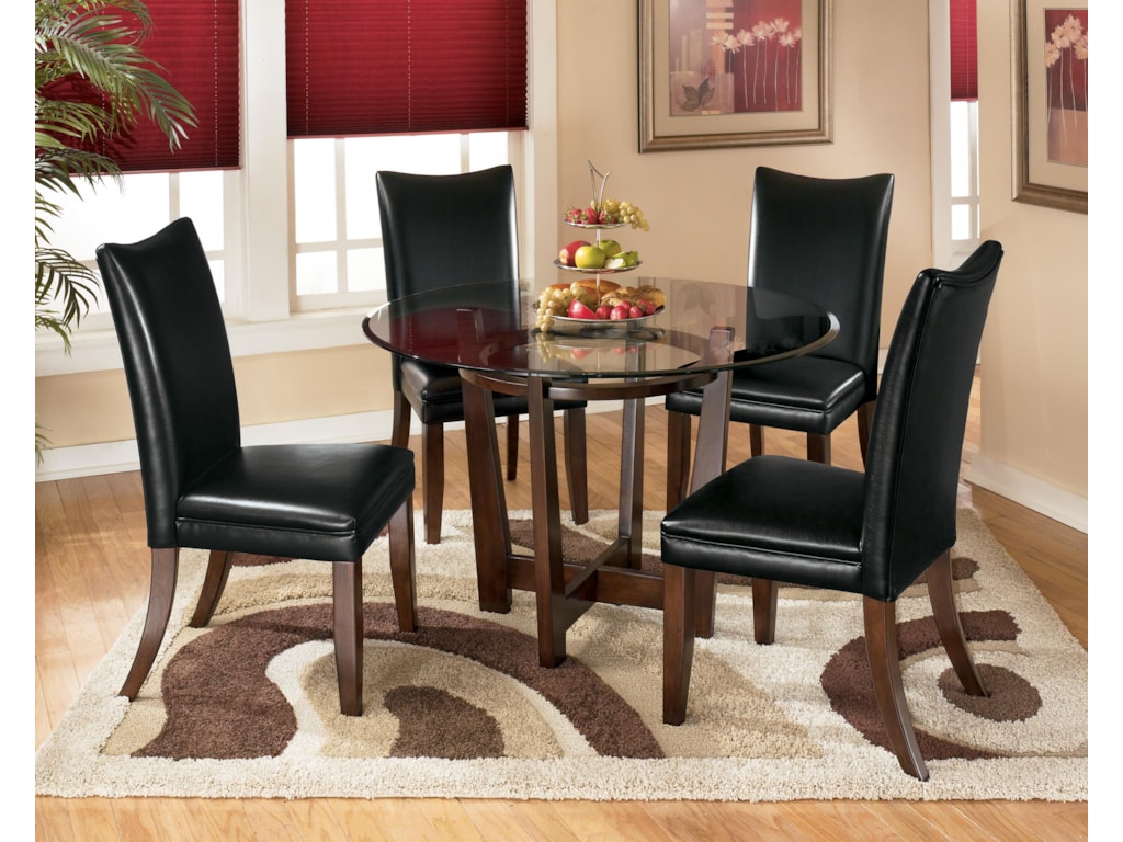 Ashley Signature Design Charrell 5 Piece Round Dining Table Set With Charrell 5 Piece Round Dining Table Set With Black Chairs By Ashley Signature Design