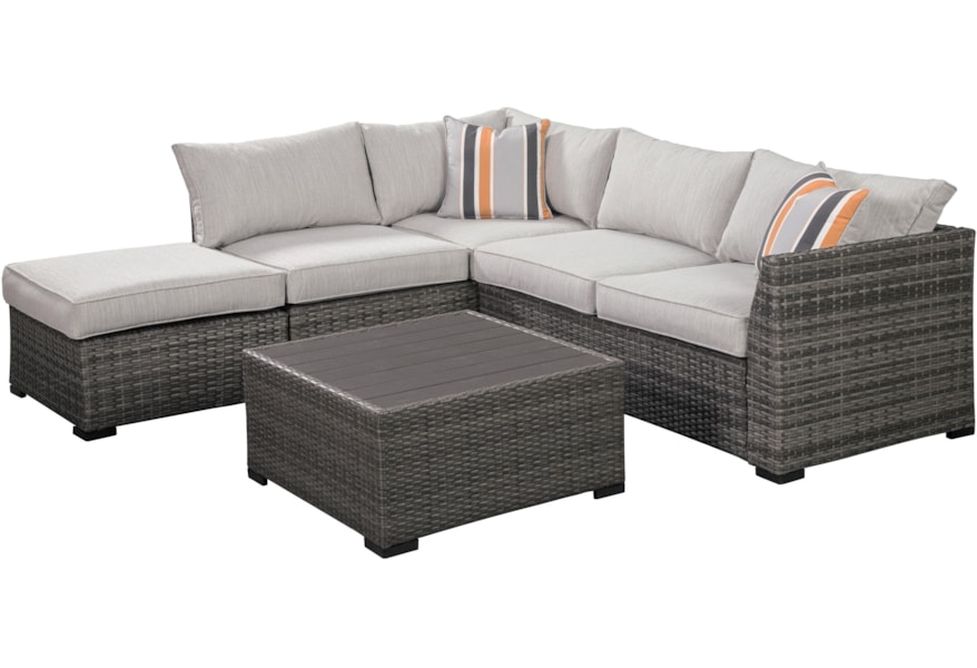 Signature Design By Ashley Cherry Point P301 070 Contemporary Outdoor Sectional Set Furniture And Appliancemart Outdoor Conversation Sets Outdoor Chat Sets
