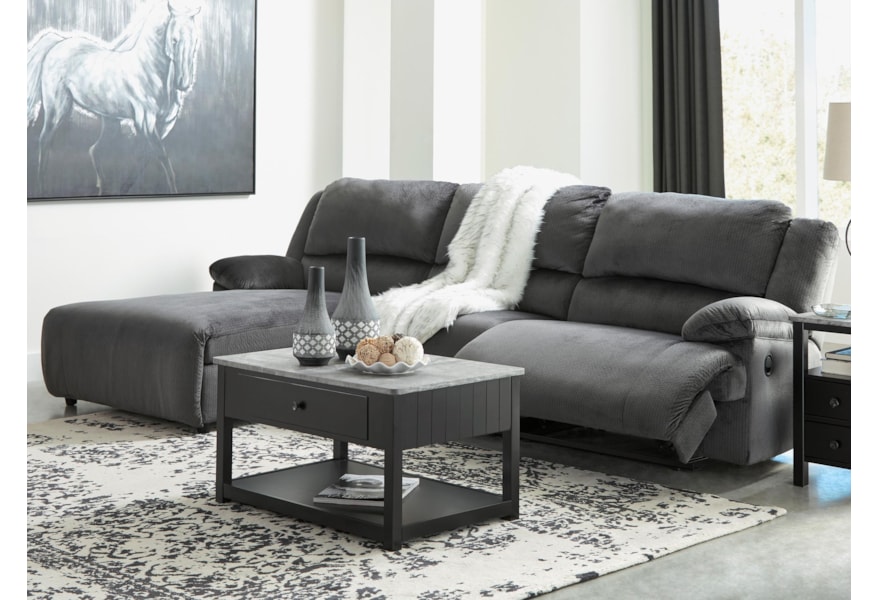 Clonmel Reclining Sectional With Pressback Chaise Clonmel Reclining Sectional With Pressback Chaise