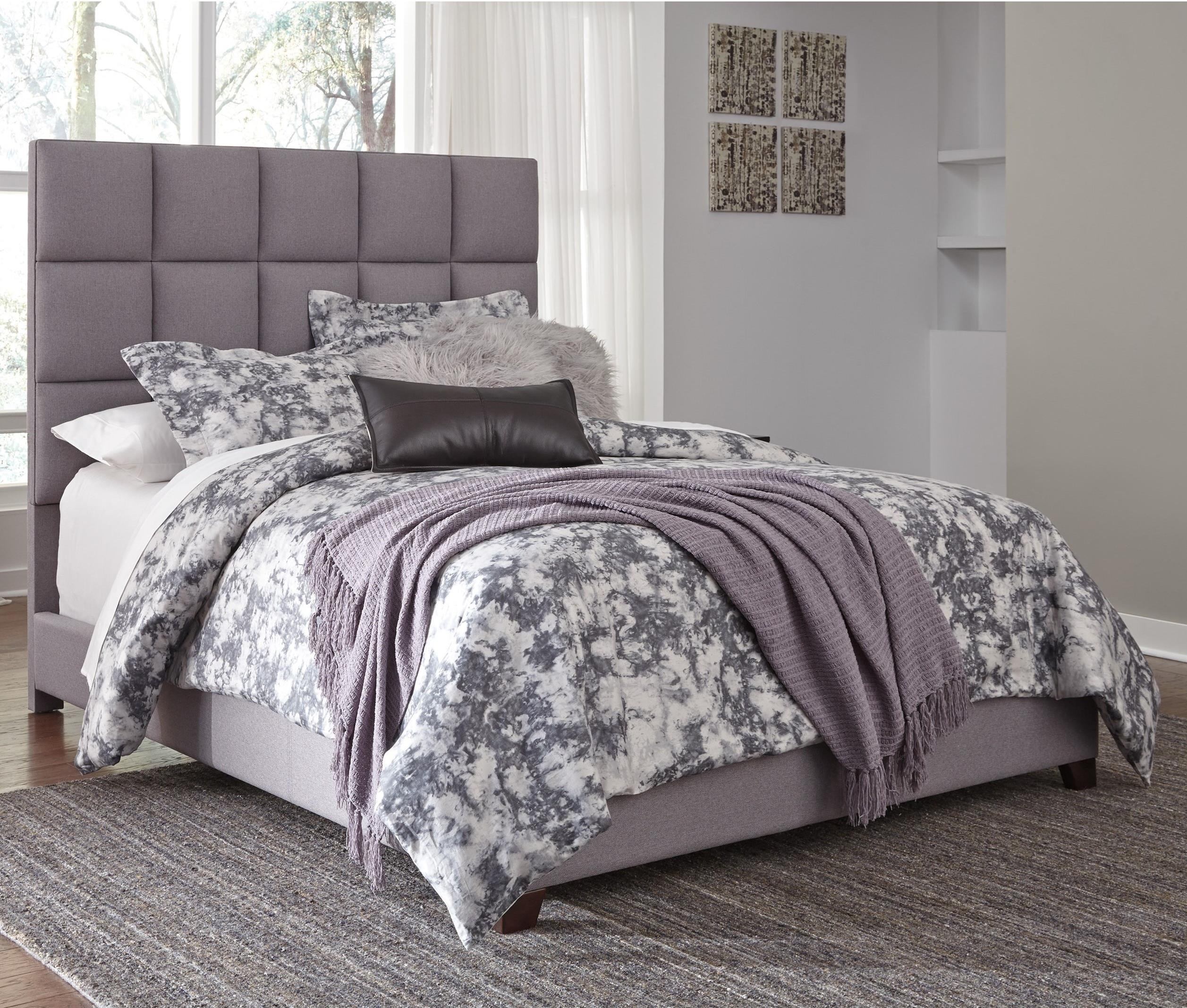 Ashley Dolante Queen Upholstered Bed In Gray Fabric Morris Home