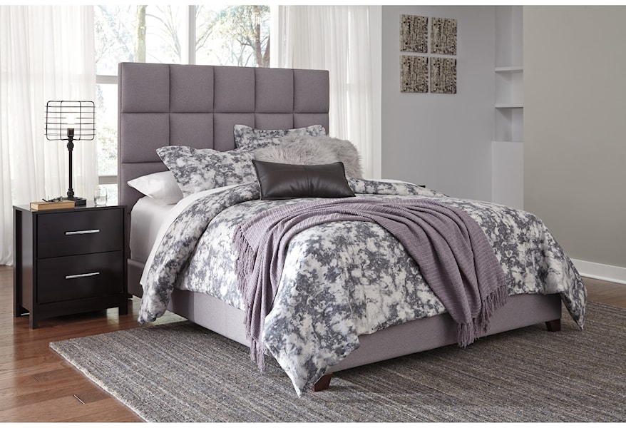 Ashley Dolante Queen Upholstered Bed In Gray Fabric Morris Home Upholstered Beds