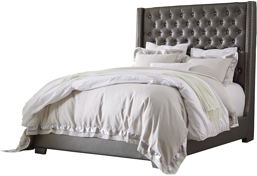 Ashley Signature Design Coralayne B650 78 95 California King Upholstered Bed With Tall Headboard With Faux Crystal Tufting O Dunk O Bright Furniture Upholstered Beds