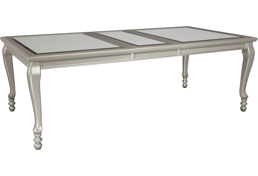 Signature Design By Ashley Coralayne D650 35 Rectangular Dining Room Extension Table With Glass Inserts Northeast Factory Direct Dining Tables