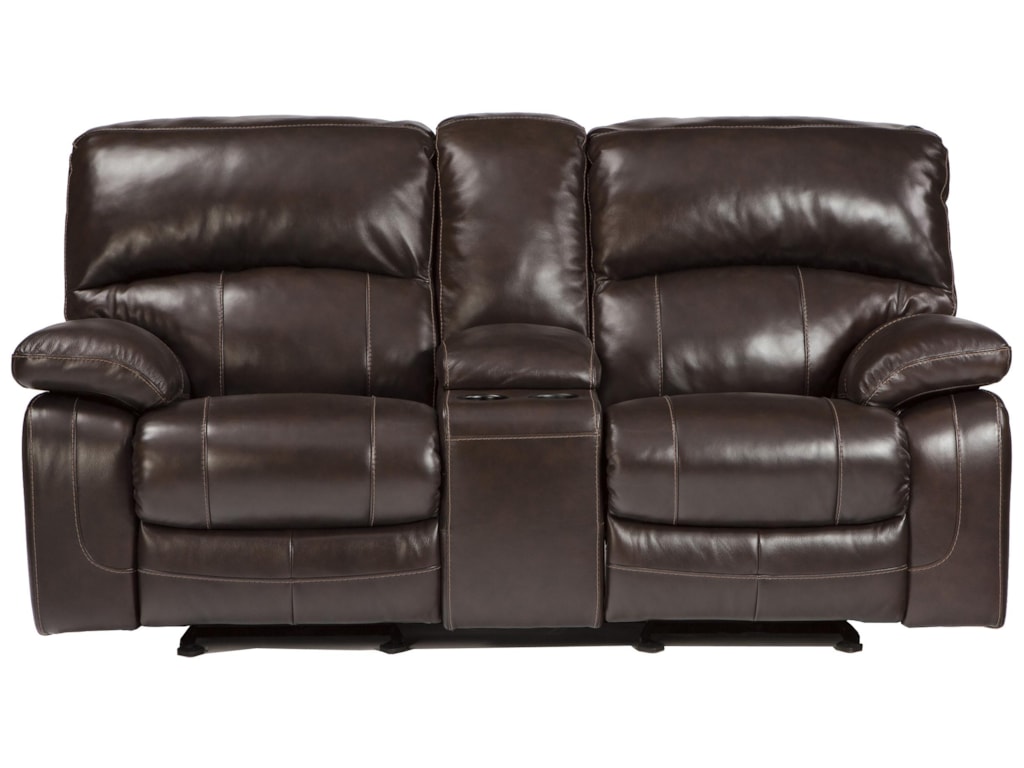 Signature design by ashley damacio dark brownglider recliner loveseat w console