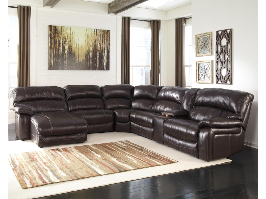 signature design by ashley denali reclining sectional w console