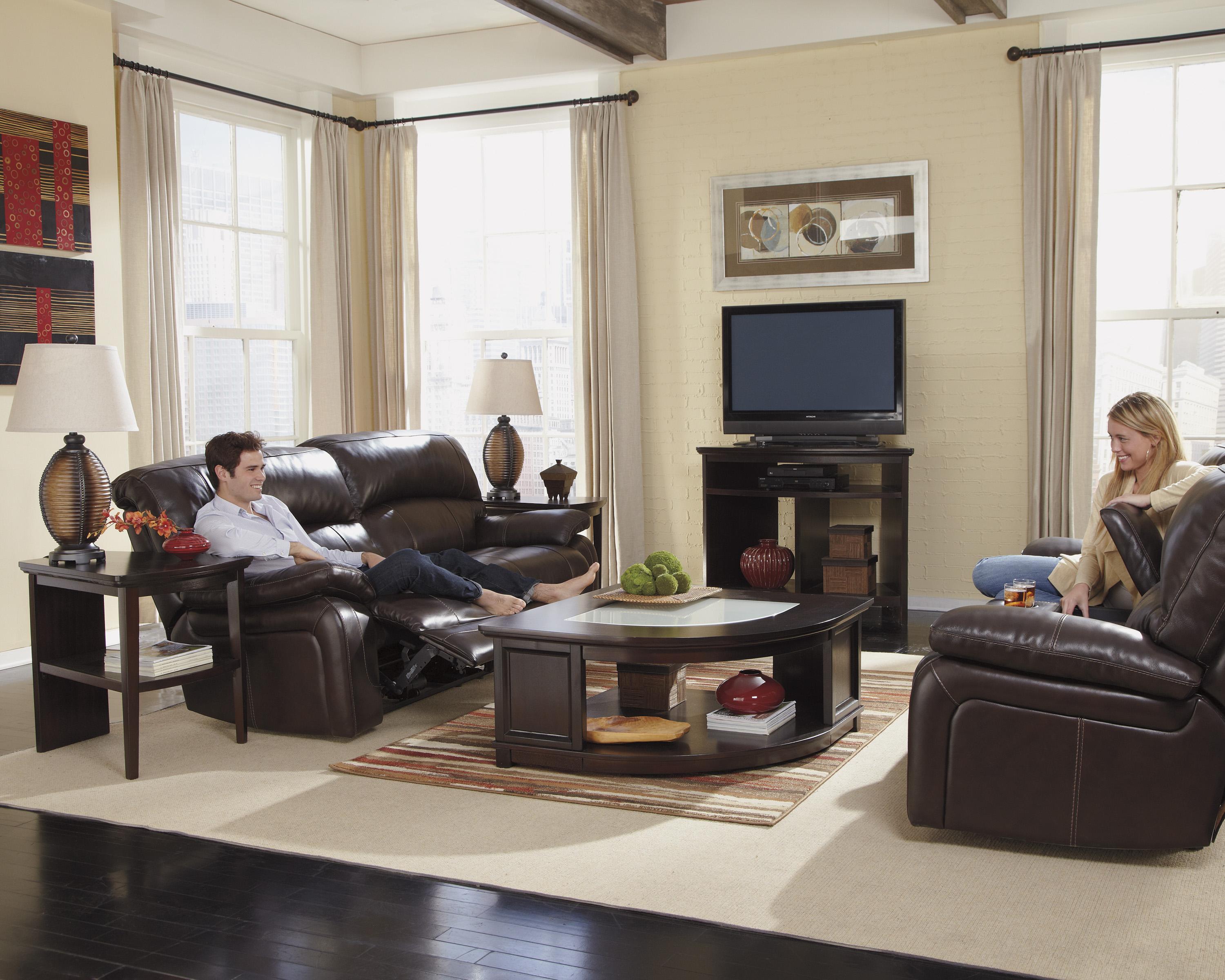 Signature Design By Ashley Damacio Dark Brown Leather Match Glider Recliner Power Loveseat W Console Royal Furniture Reclining Loveseats