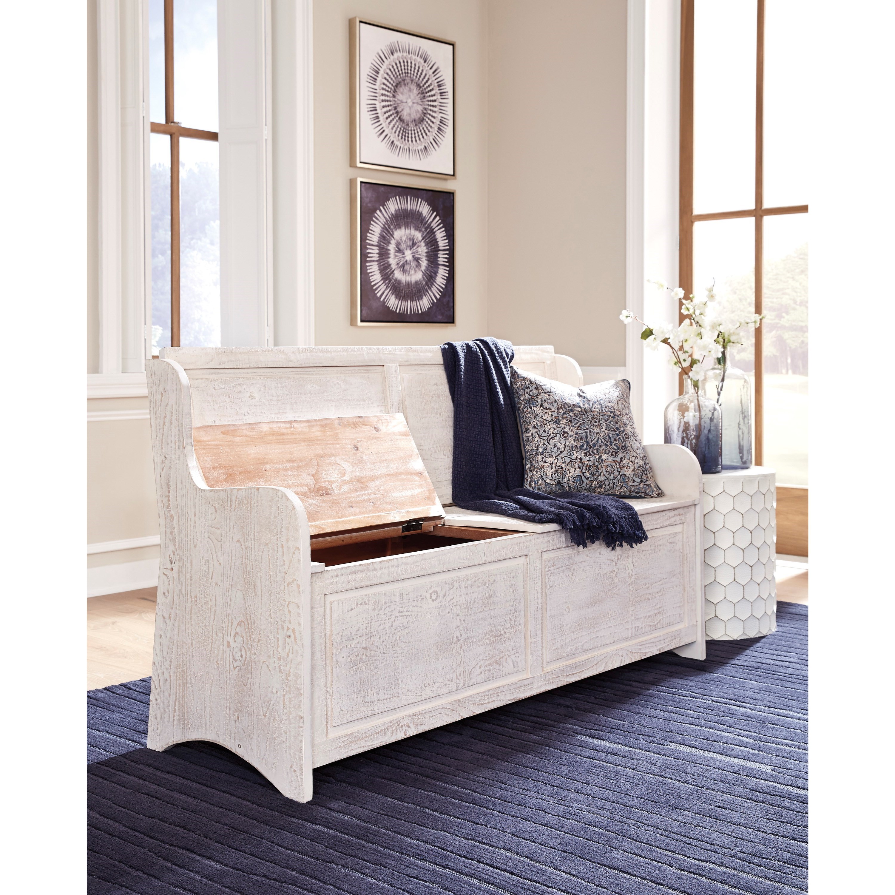 Signature Design By Ashley Dannerville A3000199 Relaxed Vintage Storage Bench Sam Levitz Furniture Bench