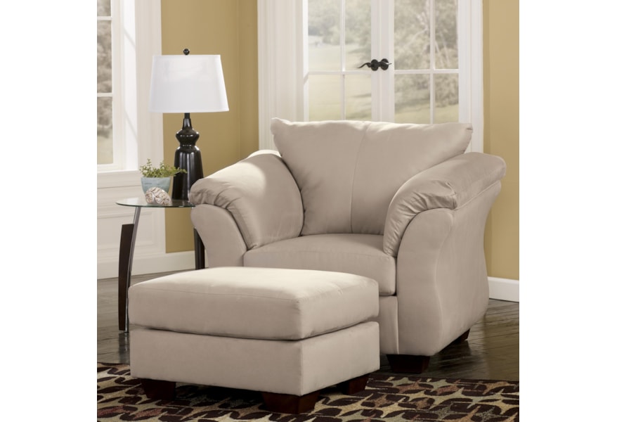 Signature Design By Ashley Darcy Stone Contemporary Upholstered Chair And Ottoman With Tapered Legs Standard Furniture Chair Ottoman Sets