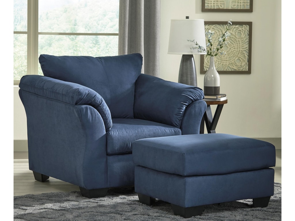 Signature Design By Ashley Darcy Blue Contemporary Upholstered Chair And Ottoman With Tapered Legs Royal Furniture Chair Ottoman Sets Signature Design By Ashley Darcy Blue Contemporary Upholstered Chair And Ottoman With Tapered Legs Royal Furniture Chair Ottoman Sets