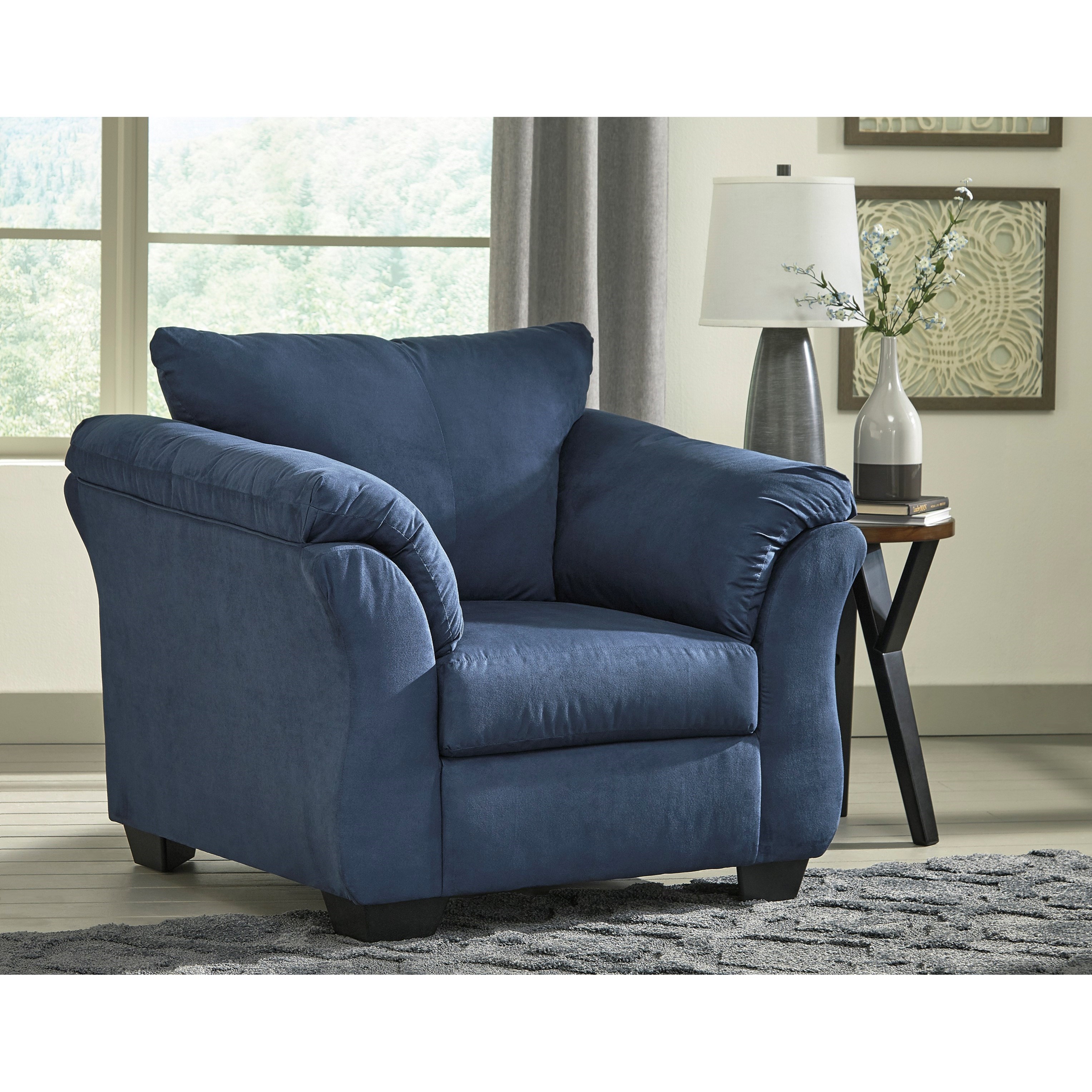 Whitman Blue Contemporary Upholstered Chair With Sweeping Pillow Arms Ruby Gordon Home Upholstered Chairs