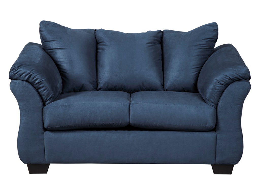 Signature Design By Ashley Darcy Blue Contemporary Stationary Signature Design By Ashley Darcy Bluestationary Loveseat