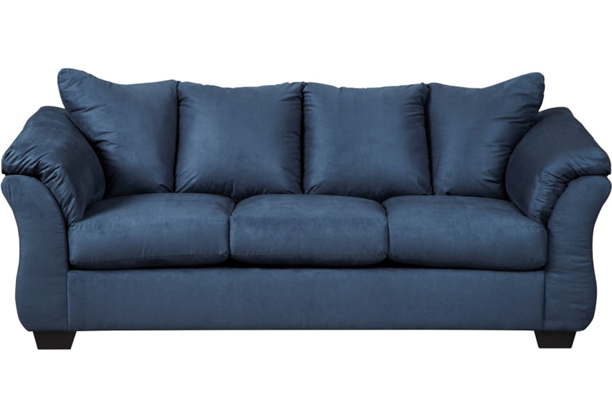 Ashley Signature Design Darcy Blue 7500738 Contemporary Stationary Sofa With Flared Back Pillows Dunk Bright Furniture Sofas Ashley Signature Design Darcy Blue