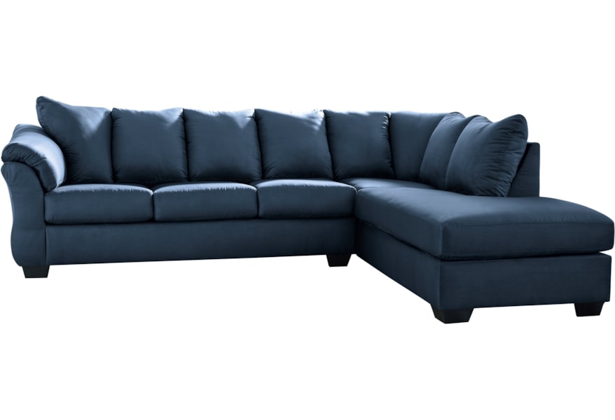 Darcy Blue Contemporary 2 Piece Sectional Sofa With Right Chaise By Ashley Signature Design At Dunk Bright Furniture Darcy Blue Contemporary 2 Piece Sectional Sofa With Right Chaise By Ashley Signature Design At Dunk Bright Furniture