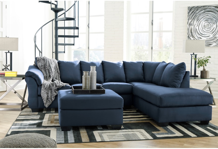 Ashley Signature Design Darcy Blue 7500766 17 Contemporary 2 Piece Sectional Sofa With Right Chaise O Dunk O Bright Furniture Sectional Sofas