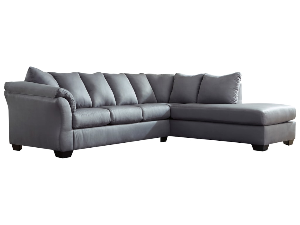Darcy Steel Contemporary 2 Piece Sectional Sofa With Right Chaise By Signature Design Ashley At Royal Furniture