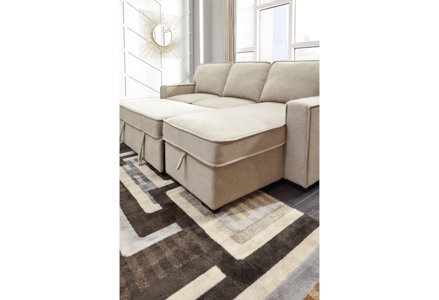 Signature Design By Ashley Darton 7350645 17 Sofa Chaise With Pop Up Bed Storage Chaise Northeast Factory Direct Sectional Sofas