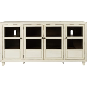 Signature Design By Ashley Deanford A4000269 Antique White Accent Cabinet With Glass Doors Northeast Factory Direct Accent Chests