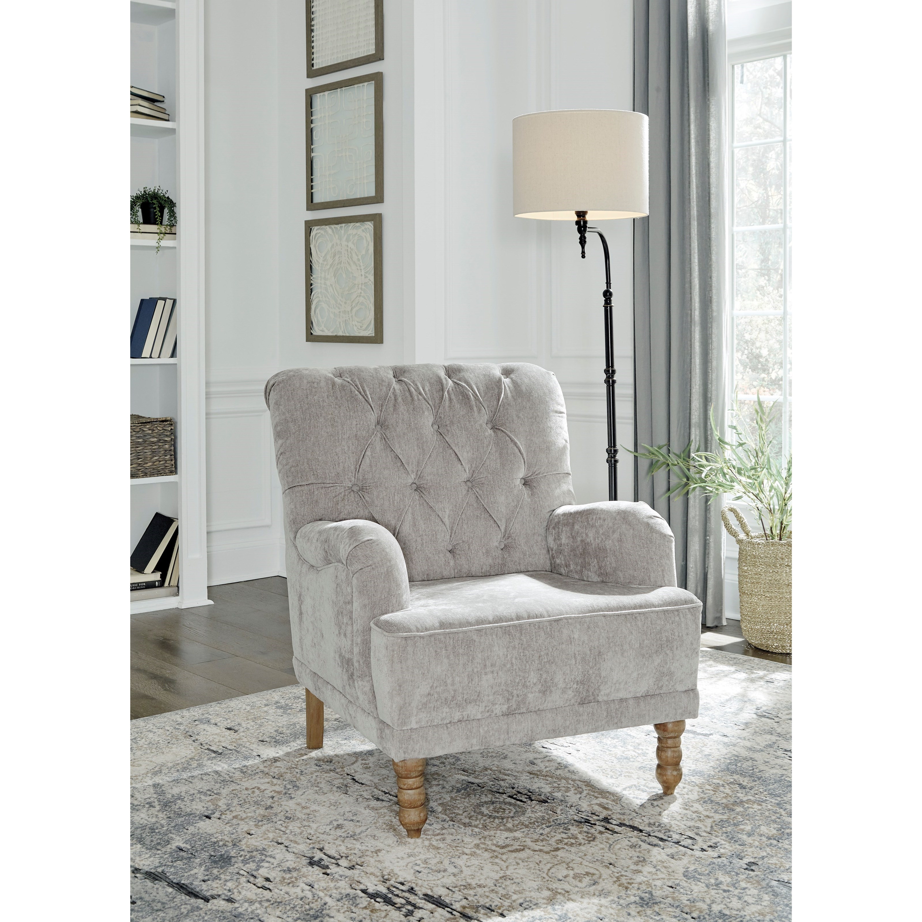 Signature Design by Ashley Dinara Gray Accent Chair with Diamond Tufted