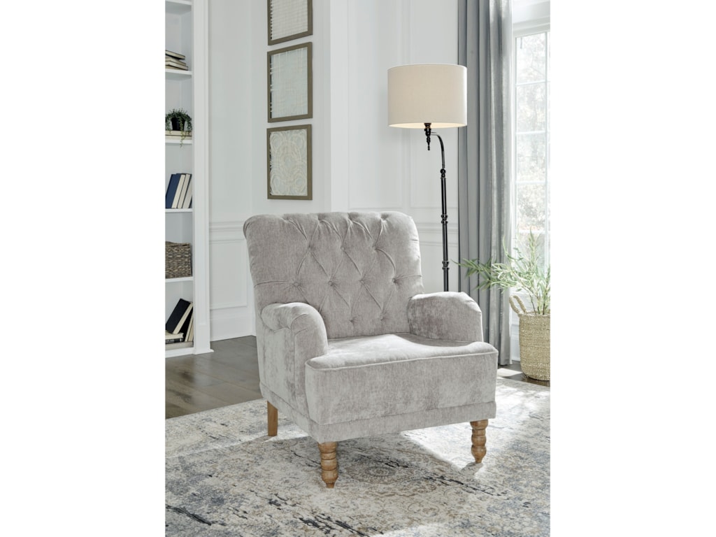 Signature Design by Ashley Dinara Gray Accent Chair with Diamond Tufted