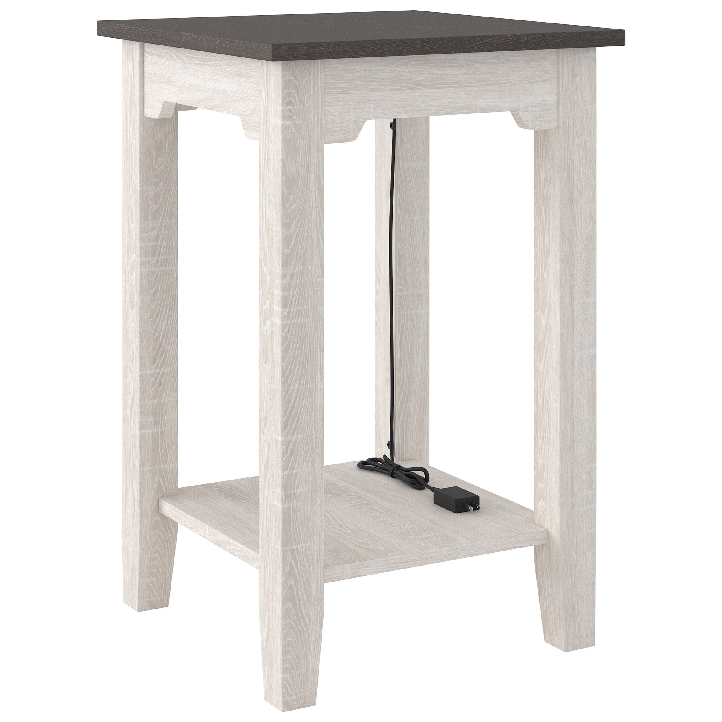 Signature Design By Ashley Dorrinson Two Tone Farmhouse Chair Side End Table With Usb Charging And Shelf Royal Furniture End Tables You won't be able to find two tables exactly the same look due to unique wood texture. dorrinson chair side end table